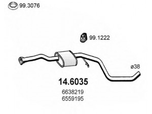 ASSO 14.6035 vidurinis duslintuvas 
 Išmetimo sistema -> Duslintuvas
5028988, 6559195, 6638219