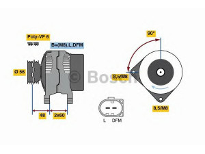 BOSCH 0 986 081 230 kintamosios srovės generatorius 
 Elektros įranga -> Kint. sr. generatorius/dalys -> Kintamosios srovės generatorius
HVW 000 154 02 02, 021 903 026 L