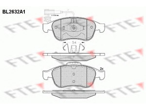FTE BL2632A1 stabdžių trinkelių rinkinys, diskinis stabdys 
 Techninės priežiūros dalys -> Papildomas remontas
77365355