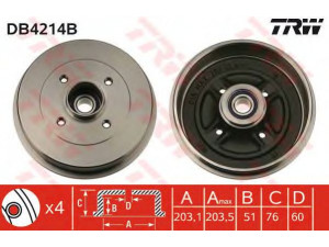 TRW DB4214B stabdžių būgnas 
 Stabdžių sistema -> Būgninis stabdys -> Stabdžių būgnas
6001547703, 7700428821, 7700827866