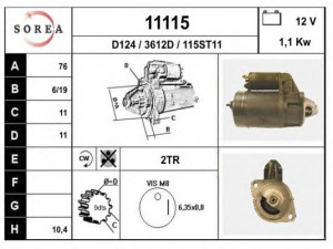 EAI 11115 starteris 
 Elektros įranga -> Starterio sistema -> Starteris
116460503000, 605219940, 605553890