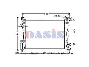 AKS DASIS 060024N radiatorius, variklio aušinimas 
 Aušinimo sistema -> Radiatorius/alyvos aušintuvas -> Radiatorius/dalys
1330T8, 51790774