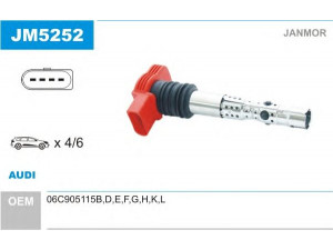 JANMOR JM5252 ritė, uždegimas 
 Kibirkšties / kaitinamasis uždegimas -> Uždegimo ritė
06C905115B, 06C905115D, 06C905115E