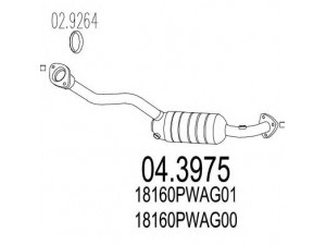 MTS 04.3975 katalizatoriaus keitiklis 
 Išmetimo sistema -> Katalizatoriaus keitiklis
18160PWAG00, 18160PWAG01