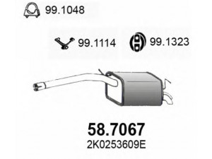 ASSO 58.7067 galinis duslintuvas 
 Išmetimo sistema -> Duslintuvas
2K0253609E, 2K0253609L