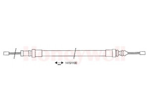 BENDIX 432639B trosas, stovėjimo stabdys 
 Stabdžių sistema -> Valdymo svirtys/trosai
96012379