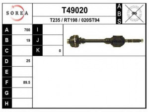 EAI T49020 kardaninis velenas 
 Ratų pavara -> Kardaninis velenas
7701348090