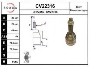 EAI CV22316K jungčių komplektas, kardaninis velenas 
 Ratų pavara -> Sujungimai/komplektas