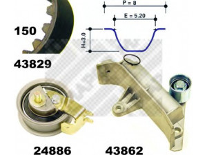 MAPCO 23830 paskirstymo diržo komplektas 
 Techninės priežiūros dalys -> Papildomas remontas