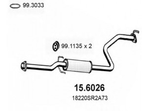 ASSO 15.6026 vidurinis duslintuvas 
 Išmetimo sistema -> Duslintuvas
18220SR2307, 18220SR2A71, 18220SR2A73