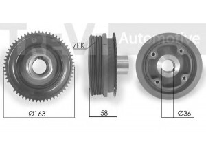 TREVI AUTOMOTIVE PC1166 skriemulys, alkūninis velenas 
 Diržinė pavara -> Dirželio skriemulys
7701057824