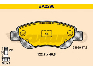 BARUM BA2296 stabdžių trinkelių rinkinys, diskinis stabdys 
 Techninės priežiūros dalys -> Papildomas remontas
4253 28, 4254 74, 4253 27, 4254 74