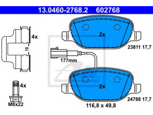 ATE 13.0460-2768.2 stabdžių trinkelių rinkinys, diskinis stabdys 
 Techninės priežiūros dalys -> Papildomas remontas
77365542