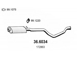 ASSO 36.6034 vidurinis duslintuvas 
 Išmetimo sistema -> Duslintuvas
1717E8, 172863, 172893