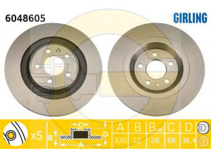 GIRLING 6048605 stabdžių diskas 
 Dviratė transporto priemonės -> Stabdžių sistema -> Stabdžių diskai / priedai
8K0615601C