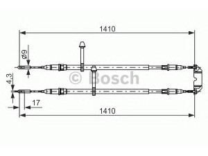 BOSCH 1 987 477 245 trosas, stovėjimo stabdys 
 Stabdžių sistema -> Valdymo svirtys/trosai
50 59 829, 4908356