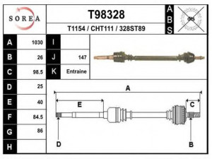 EAI T98328 kardaninis velenas 
 Ratų pavara -> Kardaninis velenas