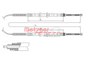 METZGER 1261.3 trosas, stovėjimo stabdys 
 Stabdžių sistema -> Valdymo svirtys/trosai
7739156