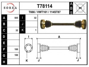 EAI T78114 kardaninis velenas 
 Ratų pavara -> Kardaninis velenas
211501204