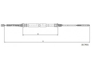 CABOR 10.7431 trosas, stovėjimo stabdys 
 Stabdžių sistema -> Valdymo svirtys/trosai
6K9609721, 6K9609721