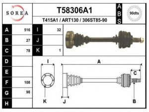 EAI T58306A1 kardaninis velenas 
 Ratų pavara -> Kardaninis velenas
60546643