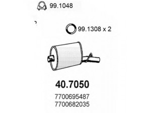 ASSO 40.7050 galinis duslintuvas 
 Išmetimo sistema -> Duslintuvas
7700682035, 7700695487