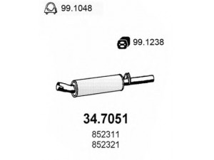 ASSO 34.7051 galinis duslintuvas 
 Išmetimo sistema -> Duslintuvas
852311, 852321, 90019224, 90027169