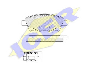 ICER 181649 stabdžių trinkelių rinkinys, diskinis stabdys 
 Techninės priežiūros dalys -> Papildomas remontas
77 01 207 672, 77 01 208 122, 77 01 209 697