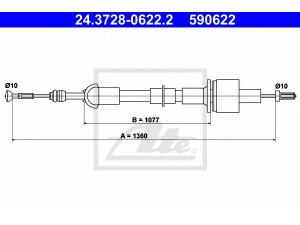 ATE 24.3728-0622.2 sankabos trosas 
 Dviratė transporto priemonės -> Kabeliai ir tachometro velenaai -> Sankabos trosas
6140343