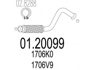 MTS 01.20099 išleidimo kolektorius 
 Išmetimo sistema -> Išmetimo vamzdžiai
1706K0, 1706V0, 1706V9