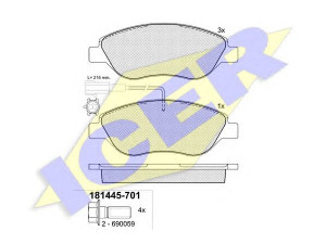 ICER 181445-701 stabdžių trinkelių rinkinys, diskinis stabdys 
 Techninės priežiūros dalys -> Papildomas remontas
7 736 209 3, 7 736 249 6, 7 736 458 9