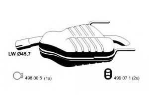 ERNST 043120 galinis duslintuvas 
 Išmetimo sistema -> Duslintuvas
58 52 176, 58 52 669, 13145319