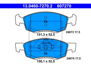 ATE 13.0460-7270.2 stabdžių trinkelių rinkinys, diskinis stabdys 
 Techninės priežiūros dalys -> Papildomas remontas
60 01 549 803