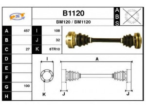 SNRA B1120 kardaninis velenas