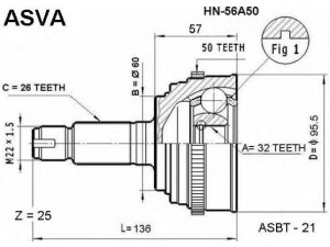 ASVA HN-56A50 jungčių komplektas, kardaninis velenas 
 Ratų pavara -> Sujungimai/komplektas
44014-S10-J50, 44305-S10-J50, 44306-S10-J50