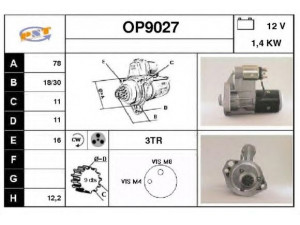 SNRA OP9027 starteris 
 Elektros įranga -> Starterio sistema -> Starteris
S114473, 894454891, 8944839180