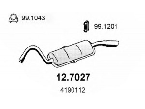 ASSO 12.7027 galinis duslintuvas 
 Išmetimo sistema -> Duslintuvas
4190112, 4275161, 4306769, 4306772