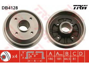 TRW DB4128 stabdžių būgnas 
 Stabdžių sistema -> Būgninis stabdys -> Stabdžių būgnas
424732, 9478267980, 424732