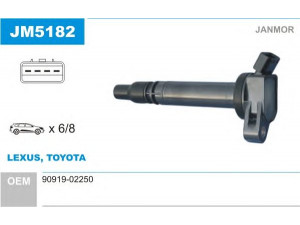 JANMOR JM5182 ritė, uždegimas 
 Kibirkšties / kaitinamasis uždegimas -> Uždegimo ritė
90919-02250, 90919-02250
