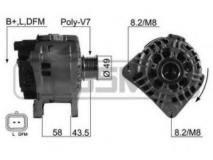 MESSMER 210566 kintamosios srovės generatorius 
 Elektros įranga -> Kint. sr. generatorius/dalys -> Kintamosios srovės generatorius
77 11 135 333, 82 00 086 162, 82 00 290 217