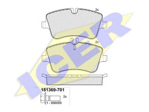 ICER 181369-701 stabdžių trinkelių rinkinys, diskinis stabdys 
 Techninės priežiūros dalys -> Papildomas remontas
003 420 25 20, 003 420 26 20, 003 420 45 20