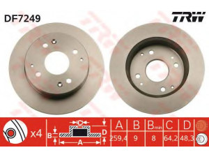 TRW DF7249 stabdžių diskas 
 Stabdžių sistema -> Diskinis stabdys -> Stabdžių diskas
42510S0A000, 42510S84A50, 42510S84A52