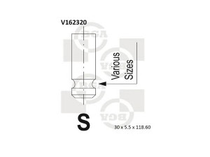 BGA V162320 įleidimo vožtuvas 
 Variklis -> Variklio uždegimo laiko reguliavimo kontrolė -> Vožtuvų eilė -> Vožtuvai/dalys
14711-P08000, 14711-P2A000