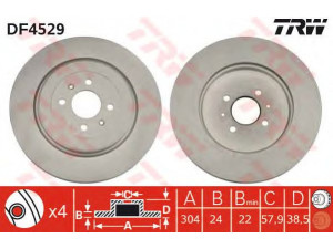 TRW DF4529 stabdžių diskas 
 Stabdžių sistema -> Diskinis stabdys -> Stabdžių diskas
SDB000230