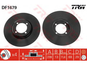 TRW DF1679 stabdžių diskas 
 Dviratė transporto priemonės -> Stabdžių sistema -> Stabdžių diskai / priedai
32106742, 3293451, 32981672