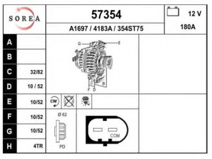 EAI 57354 kintamosios srovės generatorius
6G9N10300MA, LR031223, 31110085