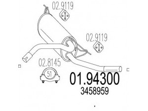 MTS 01.94300 galinis duslintuvas 
 Išmetimo sistema -> Duslintuvas
3458959