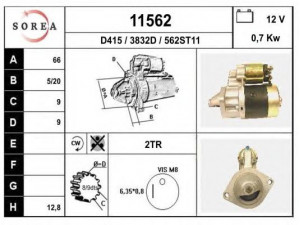 EAI 11562 starteris 
 Elektros įranga -> Starterio sistema -> Starteris
M1T72481, M1T72483, M1T74581, M1T74583
