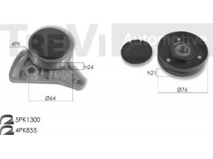 TREVI AUTOMOTIVE KA1114F skriemulių komplektas, V formos rumbuotas diržas 
 Diržinė pavara -> V formos rumbuotas diržas/komplektas -> Cilindrų komplektas