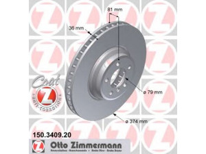 ZIMMERMANN 150.3409.20 stabdžių diskas 
 Dviratė transporto priemonės -> Stabdžių sistema -> Stabdžių diskai / priedai
3411 6 753 091, 3411 6 766 107